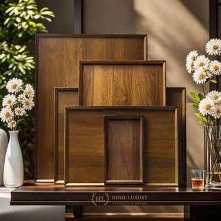 KHAY GỖ TRE CHỮ NHẬT DECOR MÀU NÂU | KHAY TRE VÂN GỖ CHUYÊN DỤNG ĐỰNG ẤM CHÉN, BÁNH NGỌT, DECOR TRANG TRÍ...