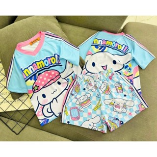 Đồ Bộ Bé Gái Size Đại 12-45kg, Bộ Đùi Cổ Tim Vải Thun Lạnh in Hình Labubu, Kuromi Dễ Thương Cho Bé Gái