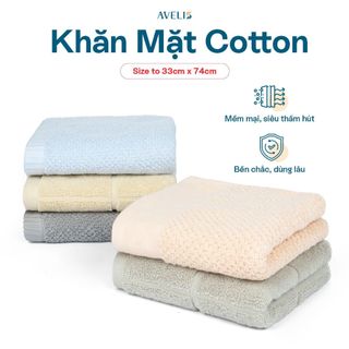 Khăn Mặt Người Lớn AVELIS 33x74cm – 100% Cotton, Mềm Mịn, Thấm Hút Tốt, 5 Màu Sang Trọng