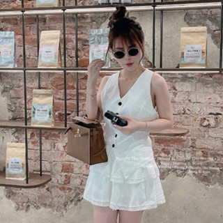  set đồ nữ sang chảnh,set đồ nữ mùa hè MẪU MỚI RA MẮT bộ đũi cổ vét phối chân váy tầng ren ke181 