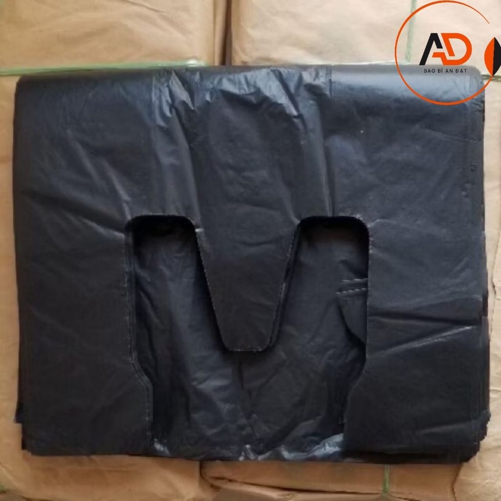 [ 1kg ] Túi 2 Quai Đen Nhám ( đựng rác , gói hàng...)