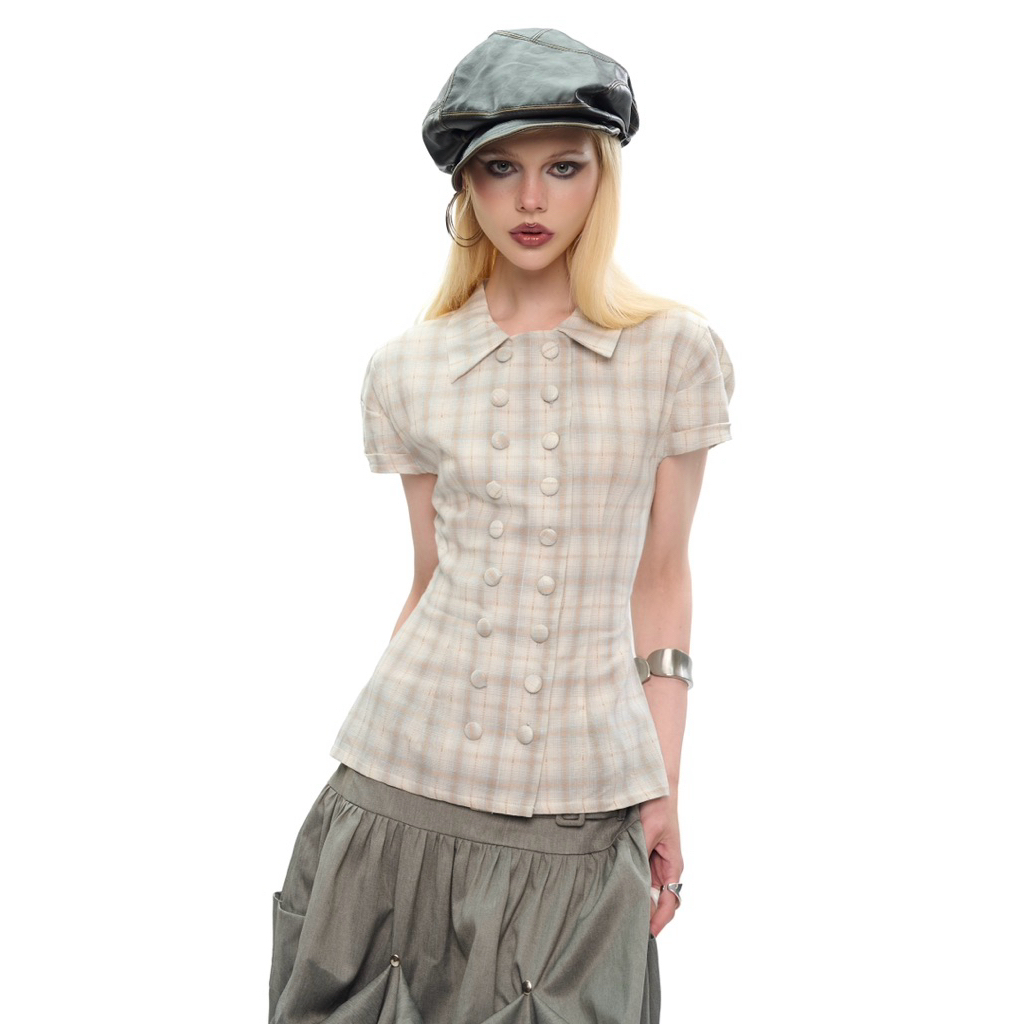 Áo sơ mi linen kẻ caro INTO.EIGHT thiết kế (TILLY SHIRT)