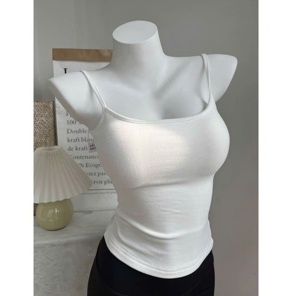  Áo Croptop 2 Dây Dáng Ngắn Thun Tăm Nữ 
