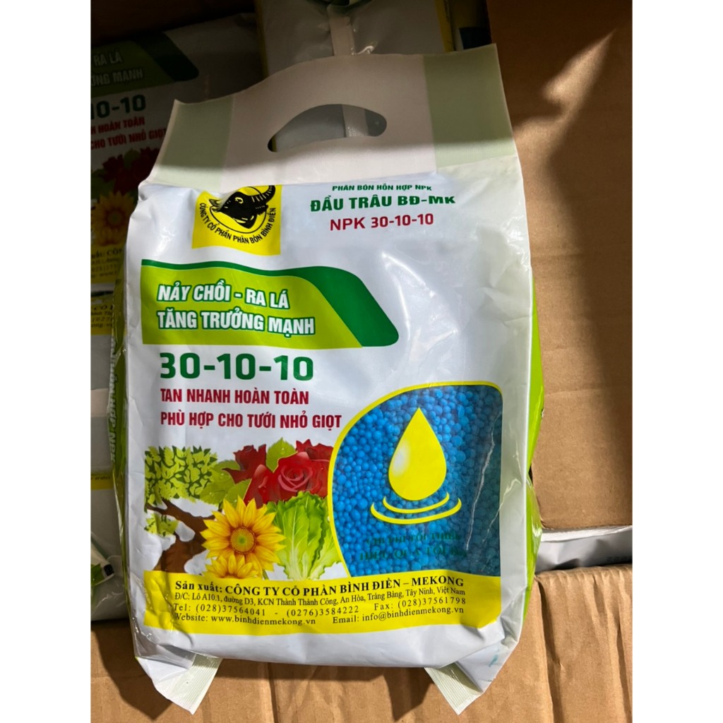 Phân Bón Đầu Trâu NPK 30-10-10 Nảy Chồi - Ra Lá Tăng Trưởng Mạnh Cho Hoa (Gói 1KG) 30 10 10 553