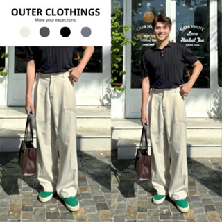 Quần tây nam cao cấp ống suông Out.3r S12 xếp ly màu trắng be, co giãn thoải mái, không nhăn form dáng Hàn Quốc