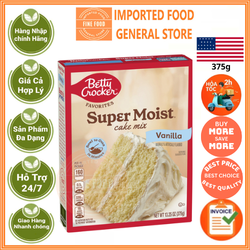 Bột làm bánh vani siêu ẩm Betty Crocker Favorites Super Moist Vanilla 375g