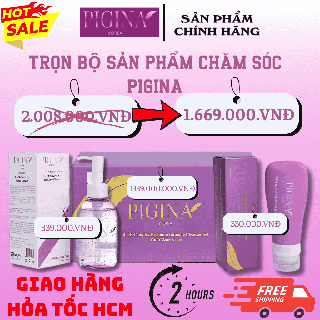 Trọn Bộ Sản phẩm chăm sóc Pigina - Tặng kèm Dung Dịch Vệ Sinh Pigina