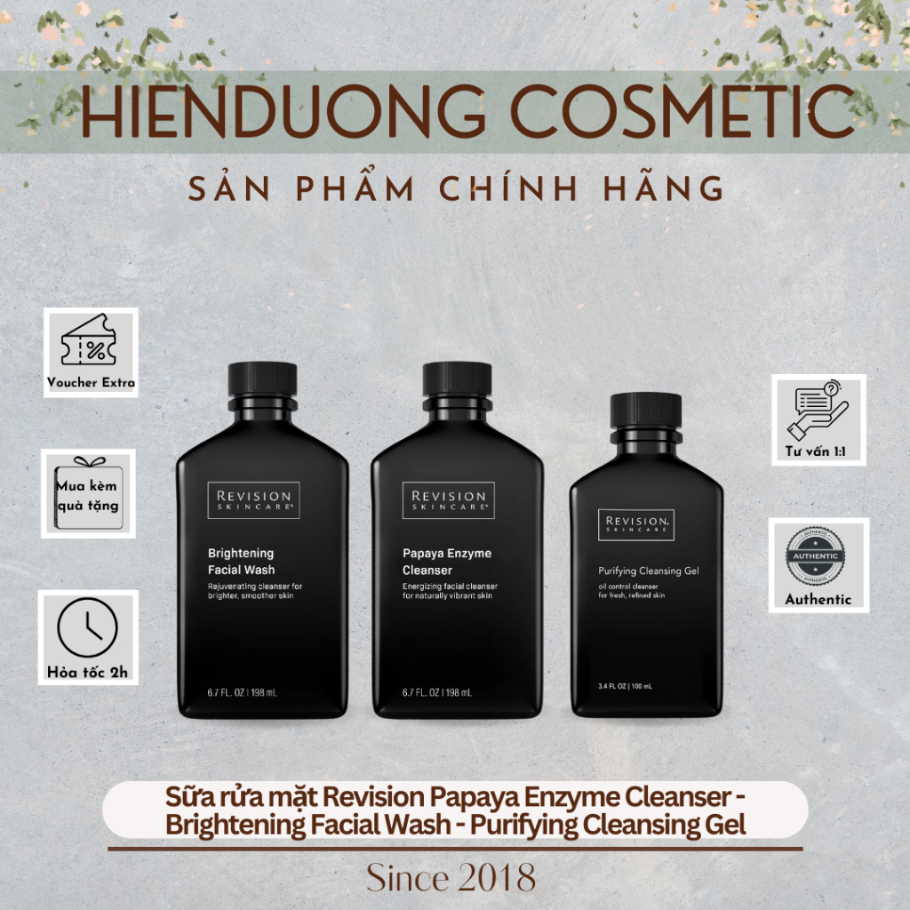 [Đại lý chính hãng] Sữa rửa mặt Revision Papaya Enzyme Cleanser - Brightening Facial Wash - Purifyin