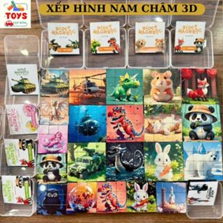[HỘP 9,16 KHỐI] Bộ Xếp Hình Nam Châm 3D Từ Tính 8 Chủ Đề - 6 Mặt Cho Bé Khám Phá Mincecraft Quà tặng