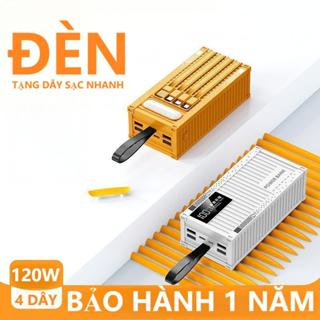 (Tặng Cáp Sạc Nhanh)sạc dự phòng 50000mAh 80000mAh sạc nhanh pin 120W dung lượng lớn có sẵn nhiều dây sạc