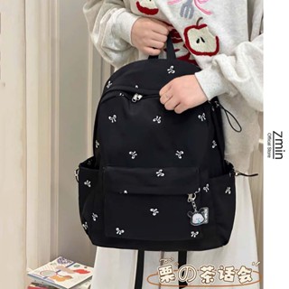 Balo nữ họa tiết nơ thêu đi học thời trang Zmin, đựng vừa laptop 15.6inch, A4 - Z111