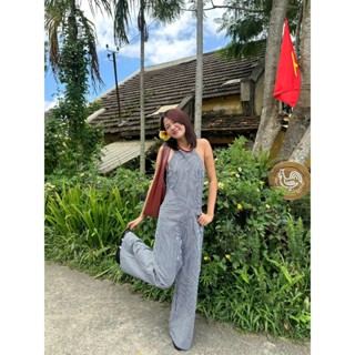 Jumpsuit Nữ Cổ Yếm Dáng Suông Hoạ Tiết Sọc Trẻ Trung Năng Động | EBRILLA JUMP | SECODEE