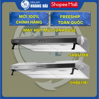 SHB6118B | SHB6118I (vỏ INOX) Máy hút mùi Sunhouse, 210W, công suất 700m3/h, than hoạt tính
