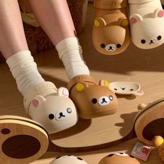 Dép đi trong nhà hình gấu Rilakkuma dễ thương – Dép nhựa chống trượt, mũi bít, kiểu hoạt hình đáng yêu