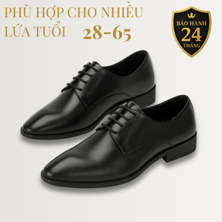 Giày tây nam công sở da bò cao cấp đế khâu LuxWear Oxford màu đen bảo hành 12 tháng GT01