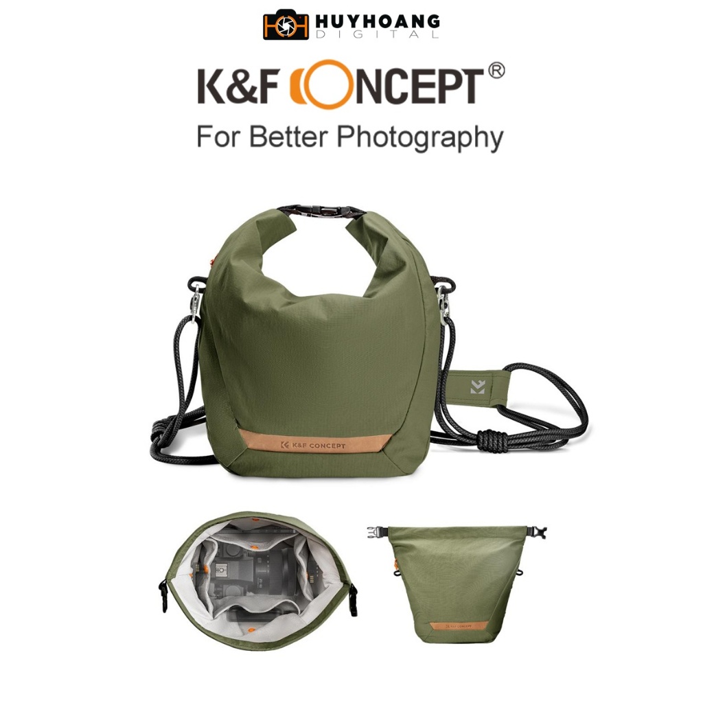 Túi đeo chéo máy ảnh K&F CONCEPT KF13.168V1 - Màu be - Màu Green KF13.168V3