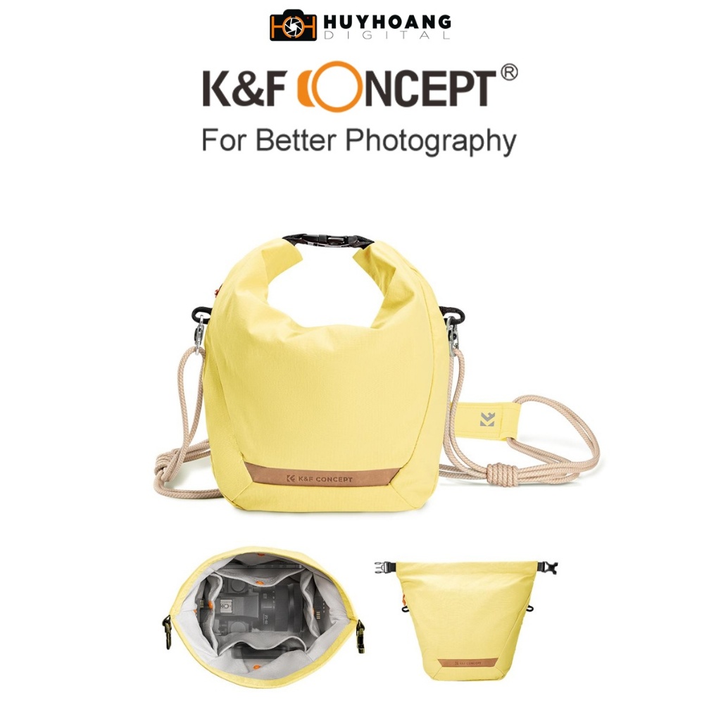 Túi đeo chéo máy ảnh K&F CONCEPT KF13.168V1 - Màu be - Màu Vàng KF13.168V4