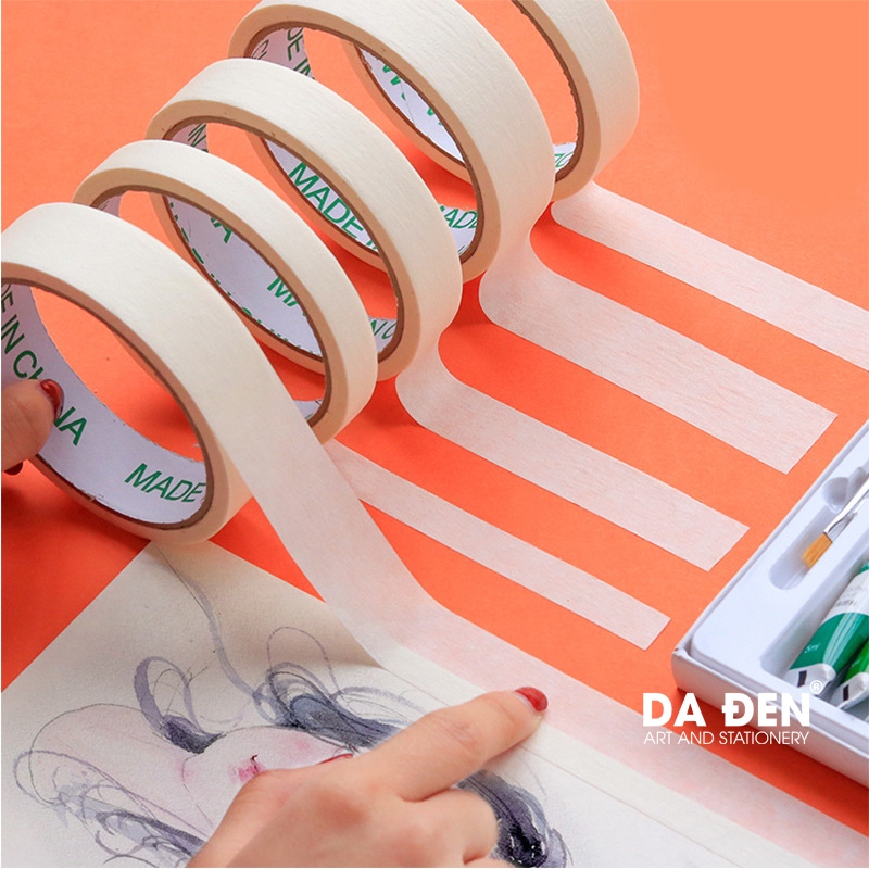 [DA ĐEN] Băng Keo Giấy Chặn Màu, Cố Định Bản Vẽ