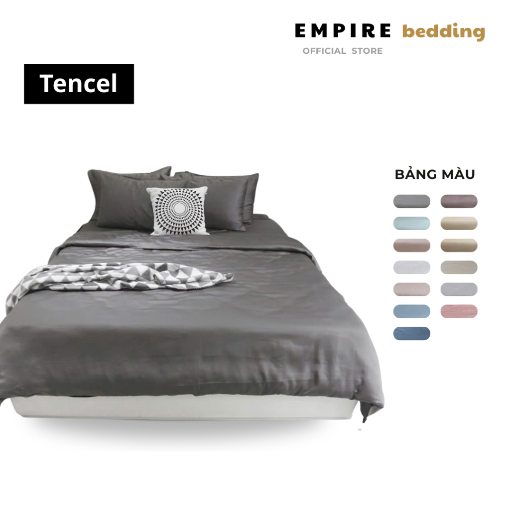 Bộ chăn ga gối nệm 4  món Lụa Modal cao cấp EMPIRE bộ chăn ra drap grap gối đệm nệm trải giường