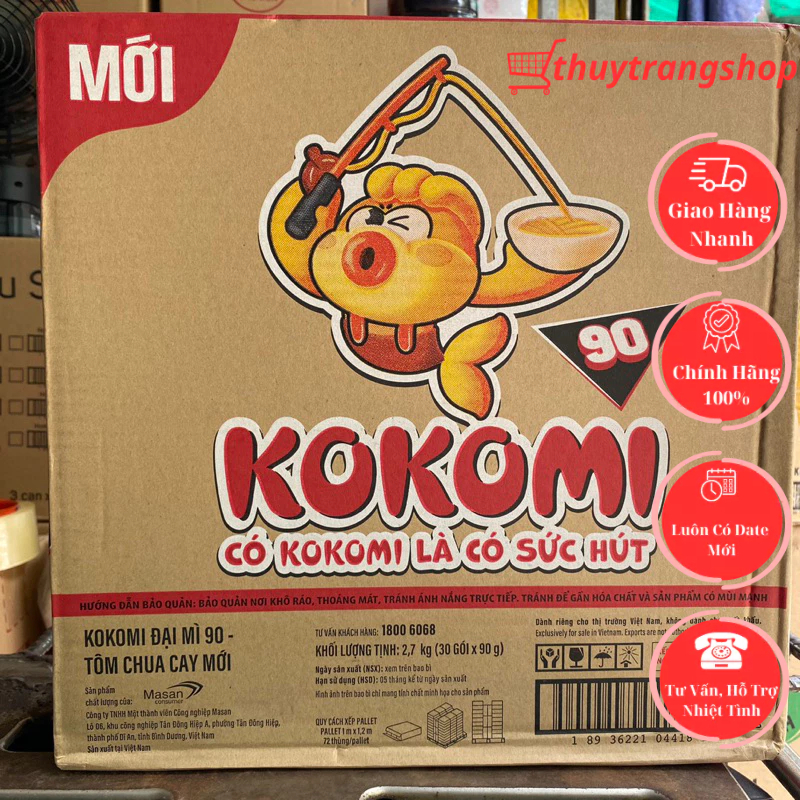 Thùng mì tôm Kokomi 90 chua cay