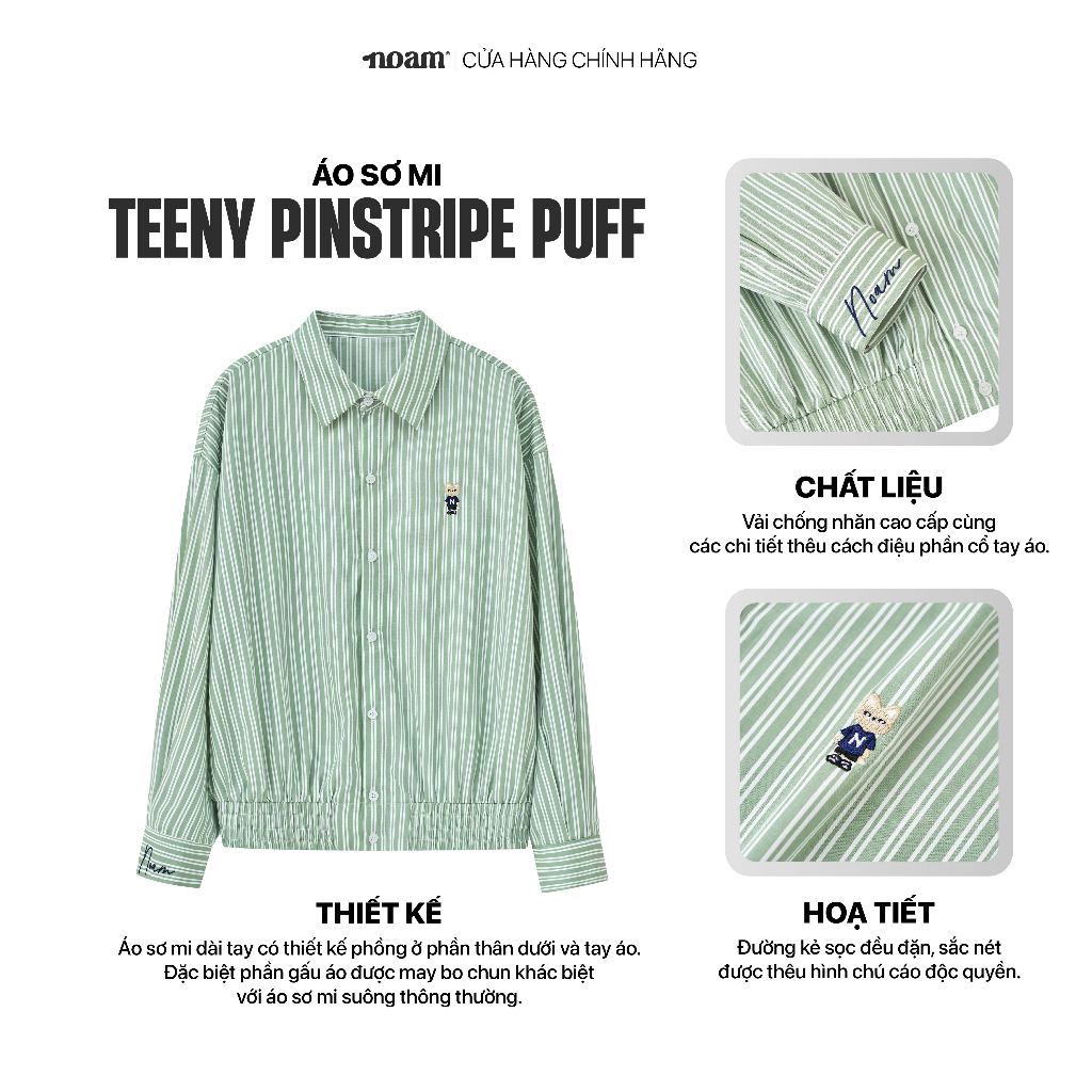Áo sơ mi kẻ phồng NOAM teeny pinstripe puff chất liệu vải chống nhăn cao cấp - Màu xanh/ nâu
