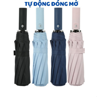 Ô gấp gọn tự động cán thẳng 10 nan kép, ô dù che mưa nắng mini chống tia UV tự động đóng mở nhỏ gọn