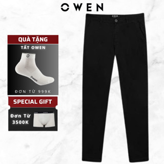  Quần kaki nam OWEN QKR241424 dáng Regularfit màu đen kaki chất liệu Spandex cao cấp mềm mại 