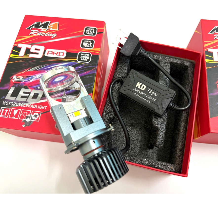 Đèn pha T9 PRO bản mới nhất chân H4 Hàng MA Racing