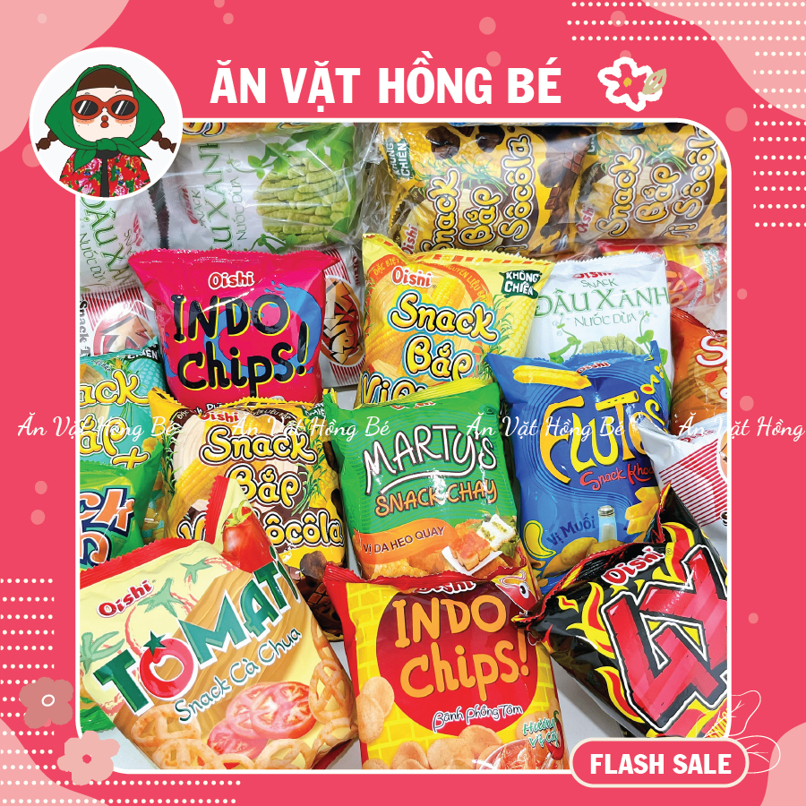 [BỊCH 10 GÓI 12G] Bim Bim Oishi chính hãng nhiều vị lựa chọn, đồ ăn vặt