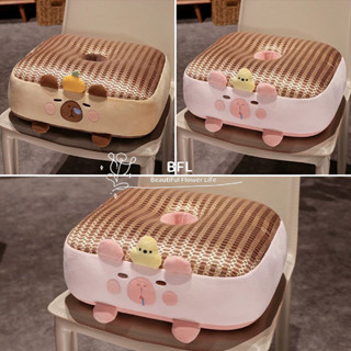 Đệm ngồi 2 mặt mùa hè & mùa đông 🍃 Gối lót ghế lông mềm mặt chiếu mát | Đệm bệt hình thú dễ thương