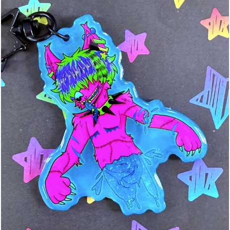 Sparkledog Transgender Furry Acrylic Keychain | Glow-in-the-dark Candygore Furry