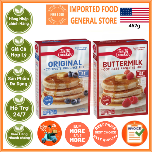 Bột làm bánh Pancake vị truyền thống, bơ sữa Pancake Betty Crocker 1.04Kg