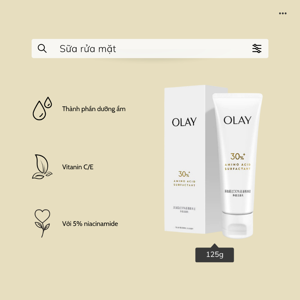  OLAY - Sữa rửa mặt 30% Amino Acid + Axit Amin 125g 
