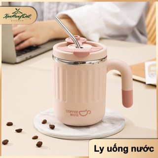  cốc giữ nhiệt nóng lạnh Inox 304 không gỉ có quai cầm tiện lợi tặng ống hút inox CJ-062 