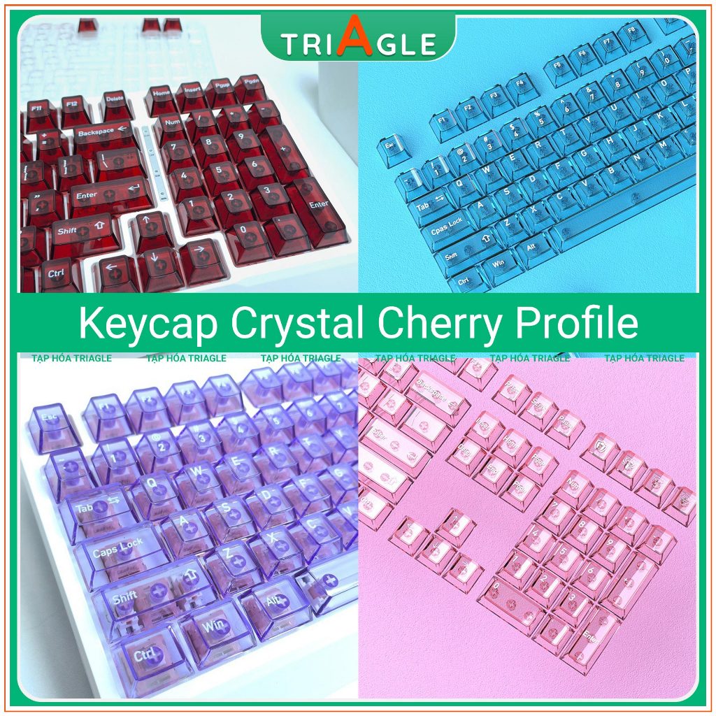  Keycap Trong Suốt Crystal PC Profile Cherry UV Printing Nút Phím Lắp Cho Bàn Phím Cơ 119 Keys 