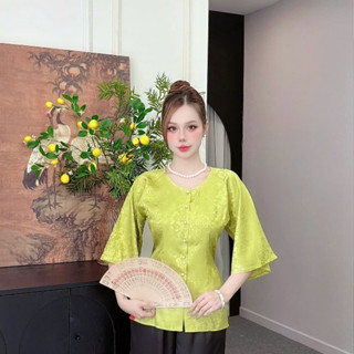 Áo lẻ - bà ba nữ tay lỡ cổ tròn  chất liệu vải gấm SP0339-01 freesize M/L/XL