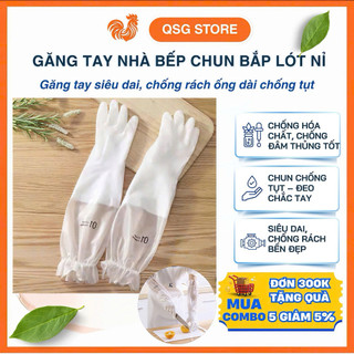 Găng Tay Cao Su Siêu Dai Siêu Bền Loại Dài -  Găng Tay Nhà Bếp Có Chun Chống Tụt Bảo Vệ Tay Toàn Diện