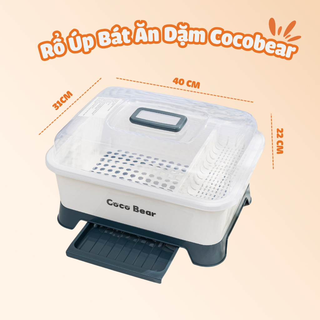 Rổ Úp Chén Bát Ăn Dặm Cocobear Cho Bé Kệ Úp Chén Bát Ăn Dặm Cho Bé Có Nắp Đậy An Toàn
