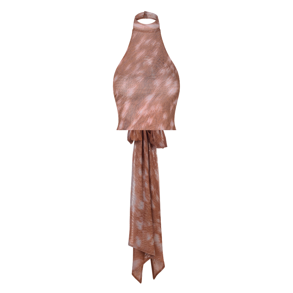 TSUN - Bambi Halter Áo Yếm Croptop Nữ Hở Lưng Họa Tiết Hươu Sao Gợi Cảm Cá Tính | BigBuy360 - bigbuy360.vn