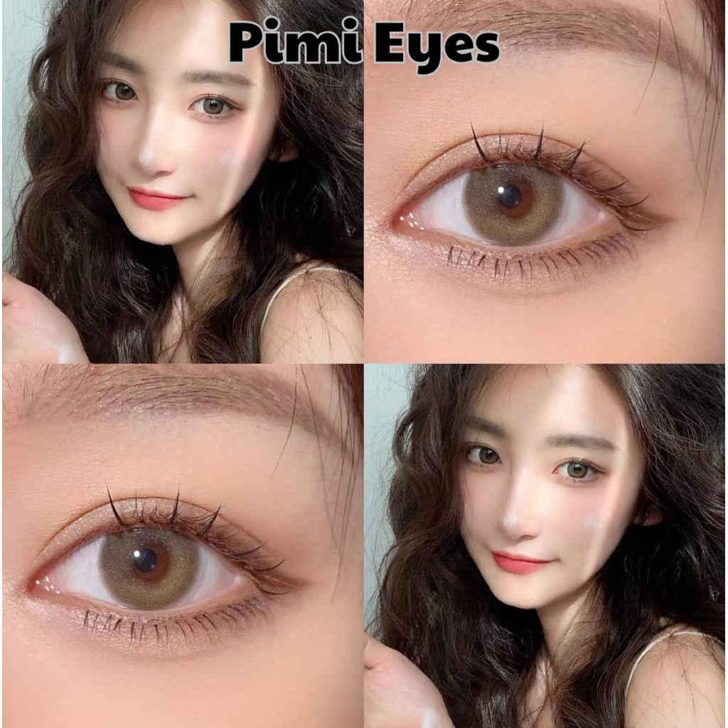 Kính Áp Tròng Lens Shimmer Brown Size 14.2mm Độ Cận 0 - 6 Độ [ Tặng kèm khay dụng cụ ]