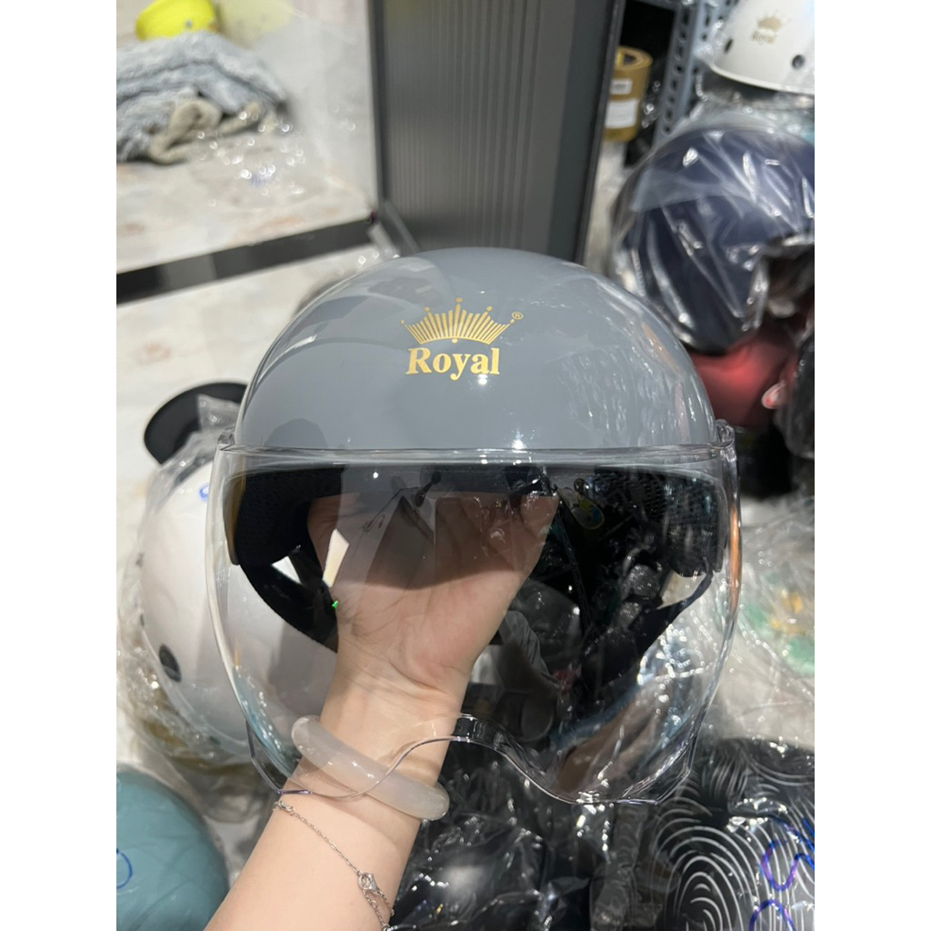 [Nón cũ] Mũ Bảo Hiểm Nửa Đầu Royal M162K Có Kính Chắn Cho Nam Và Nữ Đi Xe Máy Chính Hãng