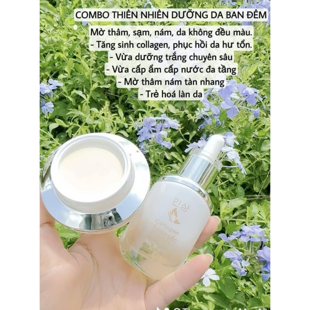 COMBO Kem collagen HA và Serum Tế Bào Gốc Nâng Cơ Trẻ Hóa Da Trắng Mịn Da Mờ Thâm Sạm Nếp Nhăn Chính