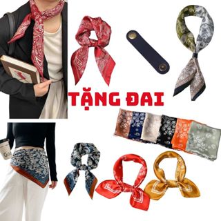 Tặng Đai Khăn Bandana Lụa Nam Nữ Khăn Quàng Cổ cao cấp 70x70cm