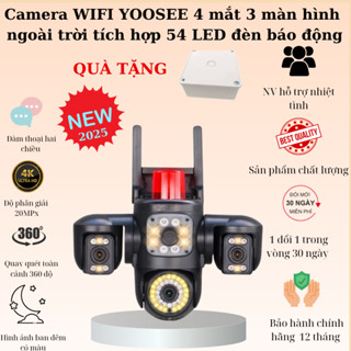  Lỗi 1 đổi 1  Camera YOOSEE WIFI ngoài trời 4 mắt 3 màn hình tích hợp 54 LED siêu nét - Hàng nhập khẩu 