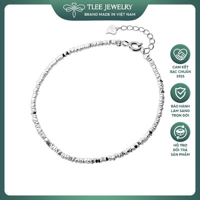 Lắc chân bạc nữ TLEE, vòng chân hạt vụn bạc trơn đơn giản TLEE JEWELRY LC0127