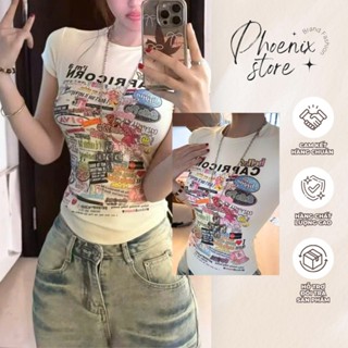 Áo Thun Babytee Tay Ngắn Ôm Body Họa Tiết Chữ Độc Đáo Phong Cách Retro