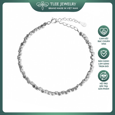 Lắc chân bạc nữ TLEE, vòng chân Full hạt lục giác sáng lấp lánh TLEE JEWELRY LC0124