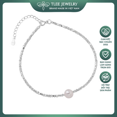 Lắc chân bạc nữ TLEE, vòng chân hat vỡ mix trai nước ngọt tự nhiên nữ tính TLEE JEWELRY LC0126