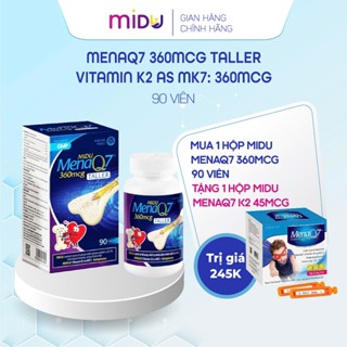 Hộp 90 Viên uống Canxi Midu MenaQ7 360mcg Taller –  Hỗ Trợ Tăng Chiều Cao, Bổ Sung Canxi, Calci
