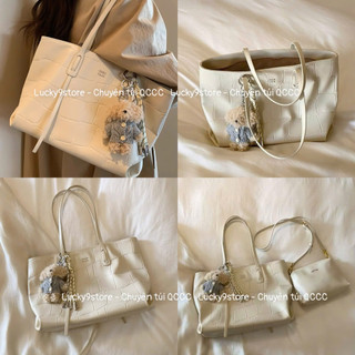  Túi nữ Túi Chio tote đeo vai size 40 da rắn tặng gấu xanh treo túi đi học đi làm vừa A4 laptop 13 inch chuẩn đẹp 